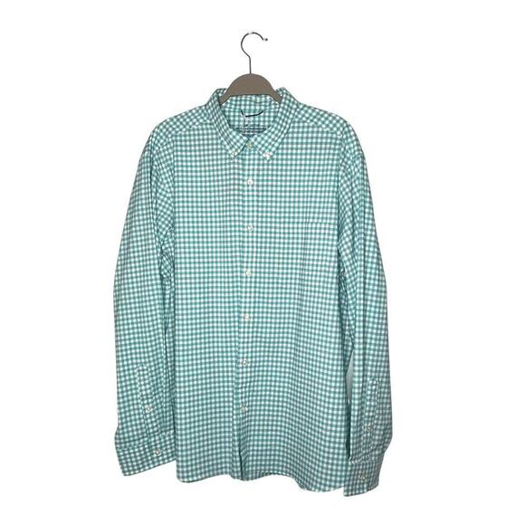 Vineyard Vines On-the-Go brrr Classic Buttondown Gingham Aqua Ocean Size XL - Picture 1 of 8
